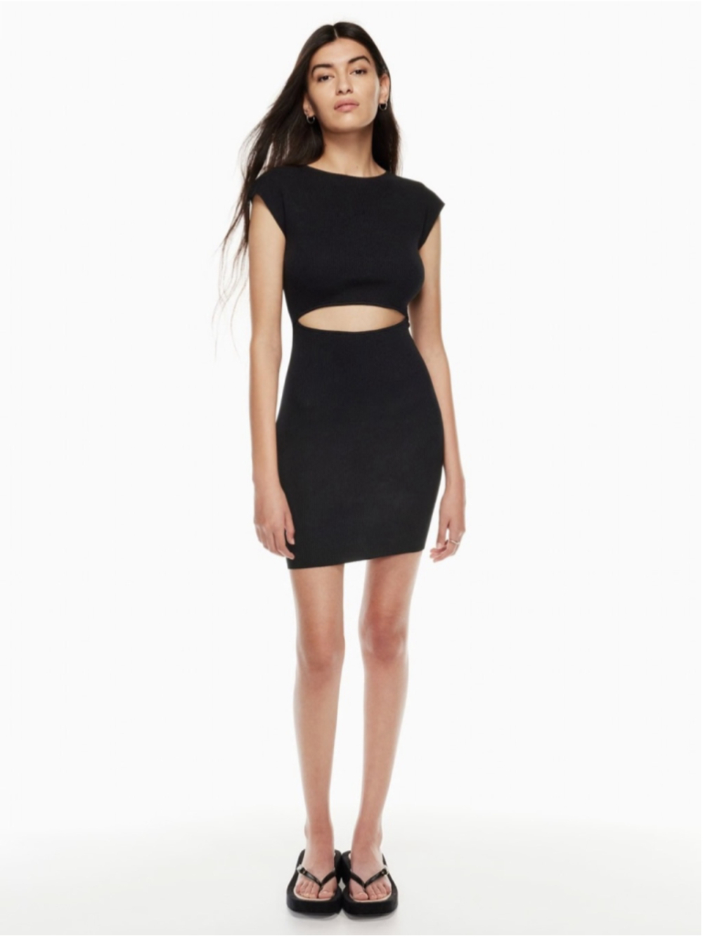 Aritzia Wilfred Cut-Out Knit Mini Dress ribbed knit minimalist y2k sz M